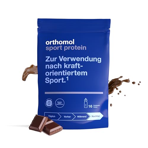 Orthomol Sport Protein Schokolade: Hochwertiges Molkenprotein mit BCAAs, Kreatin, L-Glutamin für gezielte Muskelerholung, glutenfrei, 640 g