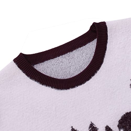 Dawwoti Suéter masculino de Natal manga longa pulôver suéter gola redonda clássico blusa de rena pad