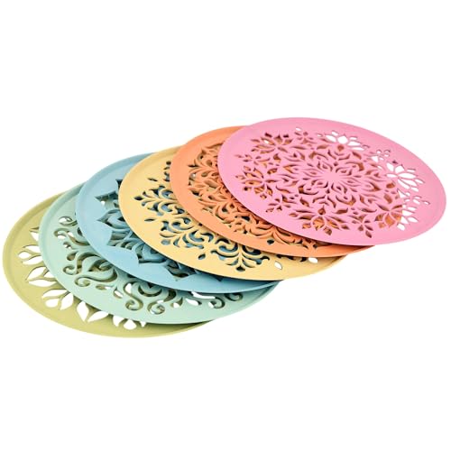 Image of Craftam Rangoli Stencil Diwali Decoration Items, Rangoli Making Stencils for Floor Decorations, Reusebale Rangoli Stencils (8 Inch, 6 Pcs Set)