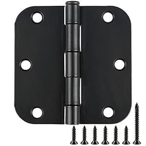 30 Pack Rounded Matte Black Door Hinges 3.5 Inch 5/8″ Radius Interior 3 1/2 Inch Door Hinges Flat Iron Bifold Residential Standard Bedroom Indoor Door Hinges for Doors 3 ½”x 3 ½” Hardware Controls