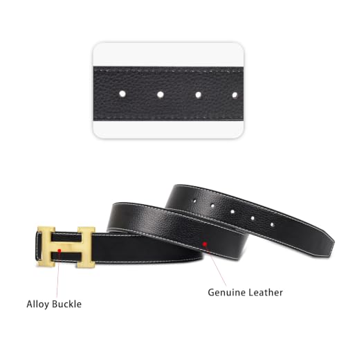 Image of Aurolran Men&Womens Leather Dress Belt Business Automatic Buckle Belt Color-Black Silver Gold