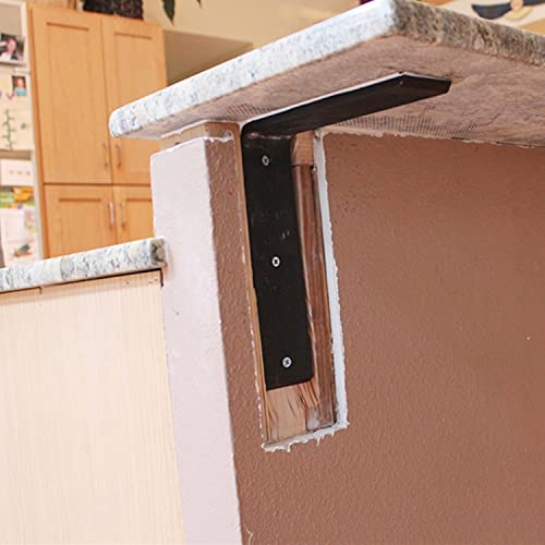 Image of WINKER Countertop Support Bracket 1 Pack Heavy Duty 3 /8 inch Thick Hidden L Shelf Bracket 10 inch x 6 inch x 2.5 inch Metal Corbels for Quartz /Granite /Wood /Concrete /Laminate Countertops, Black