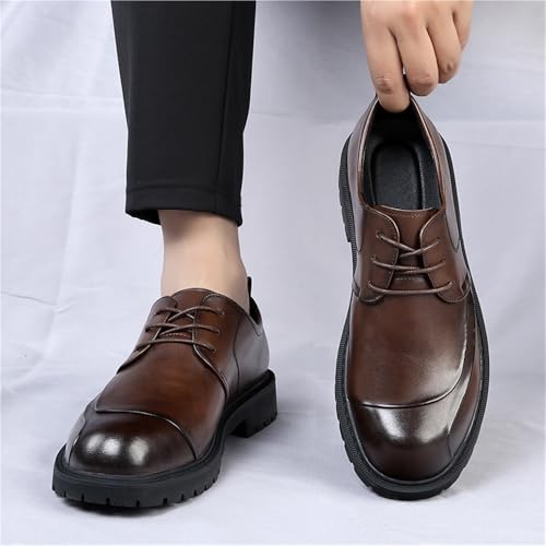 Men's Genuine Leather Oxford Shoes Spring Breathable British Style Business Formal Dress Shoes Elevated Sole Black Wedding Footwear3