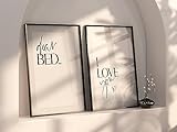 NATVVA Bedroom Wall Decor Set Of 2 Prints Dear Bed I Love You Poster Wall Art The Bed Quotes Canvas Painting For House Warming Teenage Bedroom Above Bed Decor