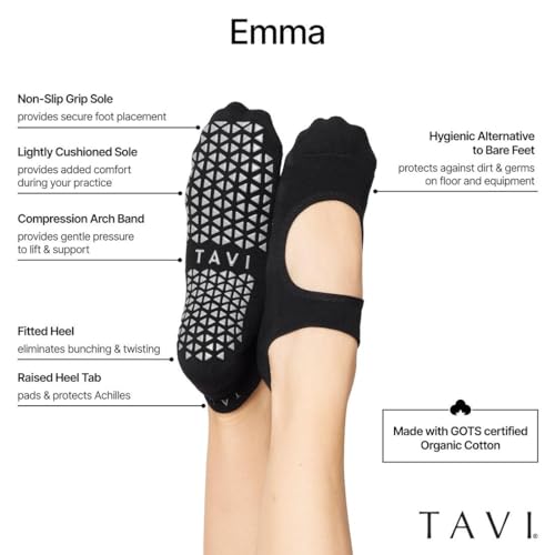 Image of TAVI NOIR Emma Non Slip Socks for Women - Non Skid Grippy for Active Sports Workout Barre, Pilates, Yoga Socks