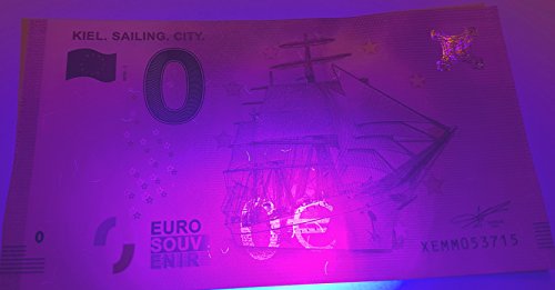 0 Euro Schein Gorch Fock - Kiel Sailing City 2018 - Null Euro Souvenier Banknote mit verschiedenen Sehenswürdigkeiten