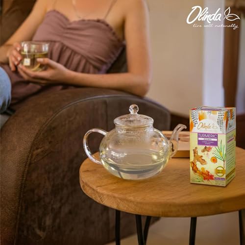 Olinda Turmeric Rooibos and Pepper Herbal Tea Caffeine Free Tea 28 Tea Bags Hot or Cold Brew