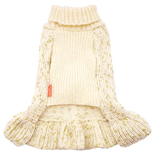 Kyeese Dog Sweater Dress With Golden Thread Turtleneck Dog Knitwear With Bowtie For Small Dogs Puppy Sweater Cat Sweater thumb #6