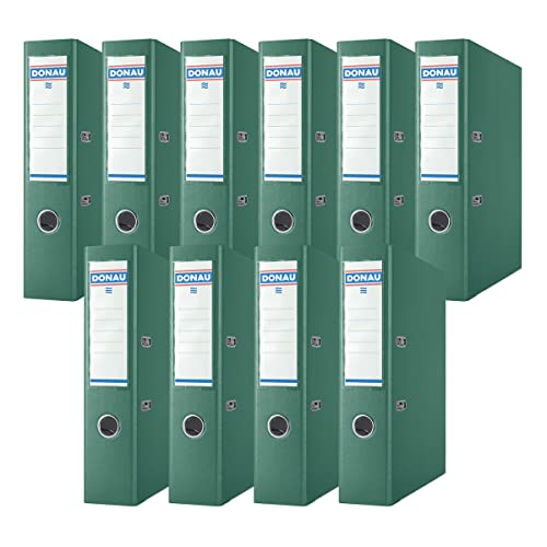 Donau Premium Ordner Breit 10er Pack/DIN A4 / 7 5 cm / 10 Stück/Grün/Kunststoffbezug PP/Carton Papier Schlitzordner Büroordner Aktenordner Ringordner/Grünen Punkt