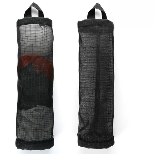 AKAZA Plastic Bag Holder and Dispenser Hanging Folding Mesh Garbage Bag Organizer Trash Bags Holder Recycling Containers Plastic Waste Bag Storage for Kitchen (2Pcs)