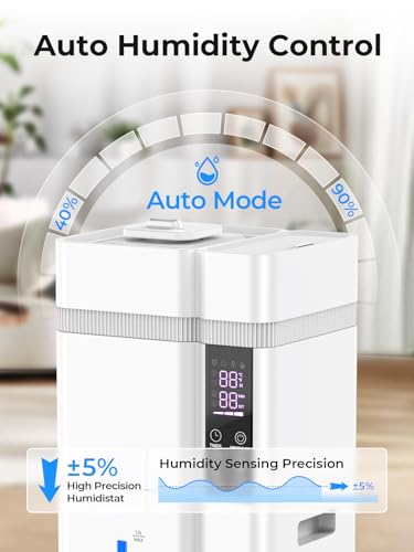 13L/3.43Gal Humidifier Large Room, 800ft² Coverage, 100H Runtime, Auto Humidity Control, Top Fill, Humidifiers for Bedroom, 35dB Quiet, Sleep Mode, Aroma Diffuser, 24H Timer, Auto Shut-off Protection - Image 4
