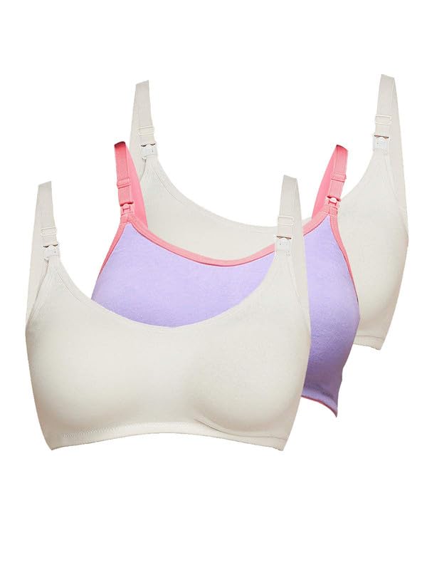 Image of Inner Sense Organic Cotton Bamboo Nursing Bra for Women I Non Padded Feeding Bra with Keyhole Back Design I Wire Free Maternity Innerwear with Full Coverage