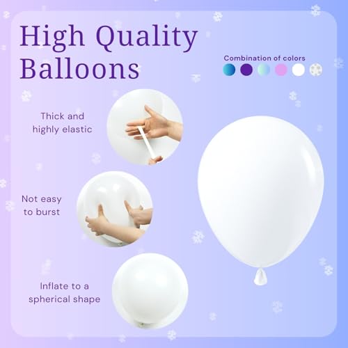 Image of BAUANOOY Frozen balloons, 60pcs 12 Inch Purple and Blue Balloons with Snowflake Confetti Balloons for Winter Theme Party Supplies Baby Shower Wedding Frozen Birthday Party Decorations