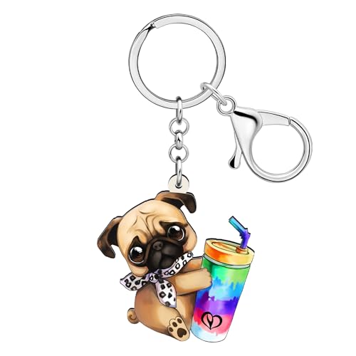 Materiale Premium: Il portachiavi per cani Pug è realizzato in materiale acrilico. La superficie è liscia e non presenta sbavature, garantendo un tocco confortevole.