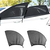 Nowkont 2 PCS Car Front Window Sunshade, Multifunction Ventilated Breathable Anti-Exposure Elastic Ice Silk Mesh, Portable Installation Modification Accessories, Compatible with Most Models (Black)