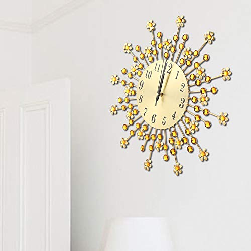 Horloge murale décorative dorée pour salon et cuisine design rétro - 4
