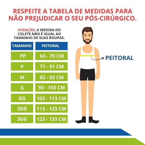 Colete Masculino Pós-Cirúrgico para Cirurgia Plástica e Ginecomastia Cód. 60105 - New Form (3GG, Beg