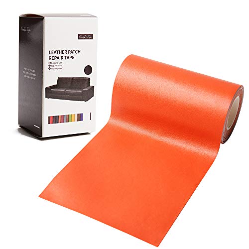 Image of Leather Repair Patch Kit Orange 3 x 60 inch Leather Repair Tape Self Adhesive Patch for Furniture, Couch, Sofa, Car Seats Computer Chair First Aid Vinyl Repair Kit