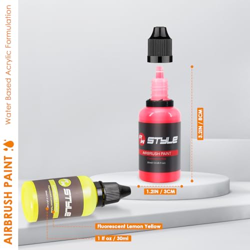 rhinowisdom Tinta para aerógrafo - Conjunto de tinta para aerógrafo de 16 cores, cores opacas e bril