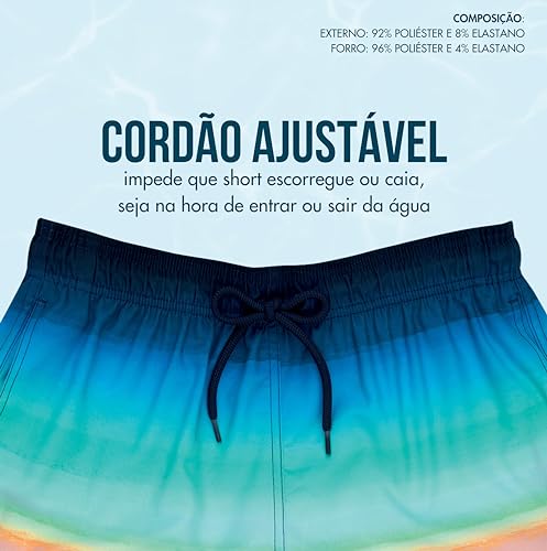Shorts Mash Casual Verão Praia Dry Fast Beach Com Bolso, Laranja, M