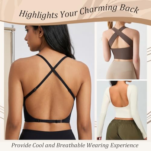 Image of SANNIDHI Low Back Bra for Women Wirefree Seamless Backless V Neck Bra with Padded Removeable