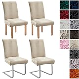 Stuhlhussen Samt 4er Set, Hussen Für Stühle, Stuhlhussen Schwingstühle, Universell Stretch Stuhlbezug, Waschbarer Stühle Schutz Für Esszimmer Küche Restaurant Hotel Bankett Hochzeit Party (Champagne)
