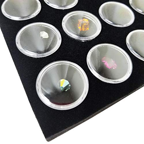 Ikee-Design-Black-Foam-Gem-Jars-Showcase-Stackable-Display-Tray-for-Collectibles-Home-Organization-Storage-Box-with-50-Gemstones-and-Bead-Storage-Jars