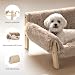 MEWOOFUN Erhöhtes Katzenbett Sofa aus Holz, 56x45cm robust großes Katzensofa – modischer Katzenstuhl mit abnehmbarem Matratzenbezug Belastbar mit 10 kg (Braun, 70x53cm)