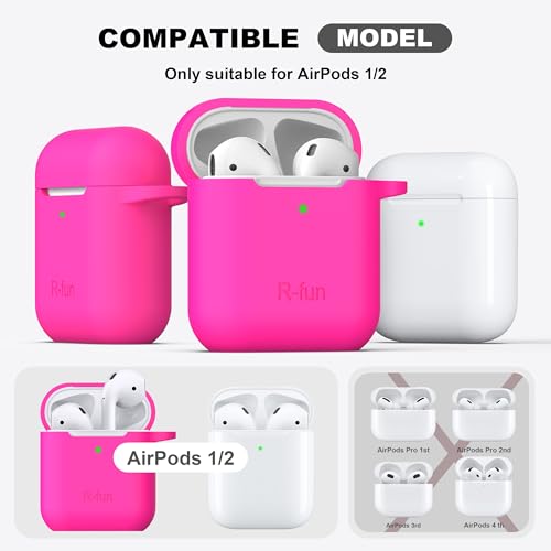 Image of AirPods Case Cover with Keychain, Full Protective Silicone AirPods Accessories Skin Cover for Women Girl with Apple AirPods Wireless Charging Case,Front LED Visible-Rose Pink