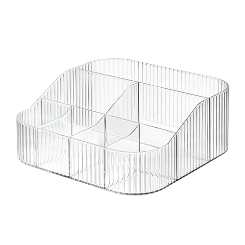 DASITON Organizador de Maquillaje,Organizador de Cosméticos,Organizador de Brochas de Maquillaje,con 8 Compartimentos para Guardar Cosméticos,Pinceles de Maquillaje,Barras de Labios(Transparente XL)