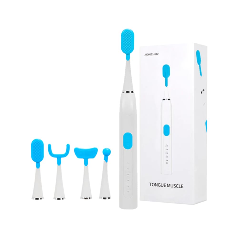 B-Arm Electric Oral Muscle Trainer with 4 Heads| Rechargeable Mouth Exerciser with 5 Modes| Vibrational Tongue Training Tool| Muscle Stimulation Tool for Speech therapy|Tongue Exerciser for Adults