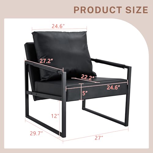 Sillón de PU cuero plegable Negro miniatura 2