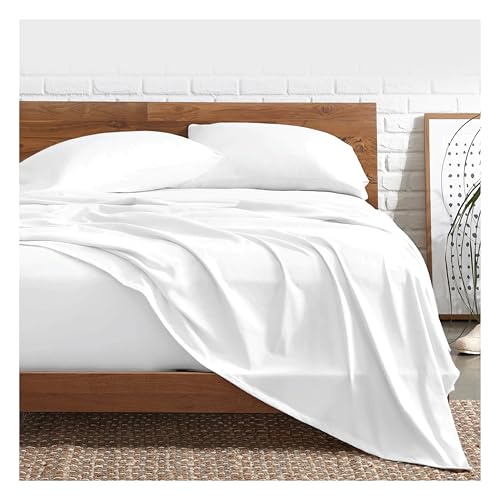 Funky Gadgets Drap plat King size 100 % coton égyptien 300 fils au pouce carré de luxe de qualité hôtelière drap plat uni teint respirant blanc (250 x 280...