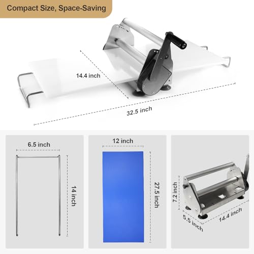 Leafinnerin Folding Dough Sheeter with 2 Sheeter Boards, Stainless Steel, Adjustable Thickness, Manual Dough Roller Machine