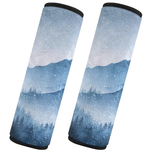 Image of 2 Pack Seatbelt Covers Seat Belt Cover Pad for Adults Boys Girls Car Seat Strap Covers Pads Cushion Universal Shoulder Strap Pad Protector for Backpack Camera Bag 6.5 Inch Watercolor Winter Mountain B