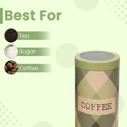 Image of Brit Collection Airtight Containers| Set of 3-850ML| Olive Green| Metal Kitchen Storage Jars for Tea Coffee Sugar| Vacuum Sealed, Moisture Proof, Food Grade Canisters for Freshness