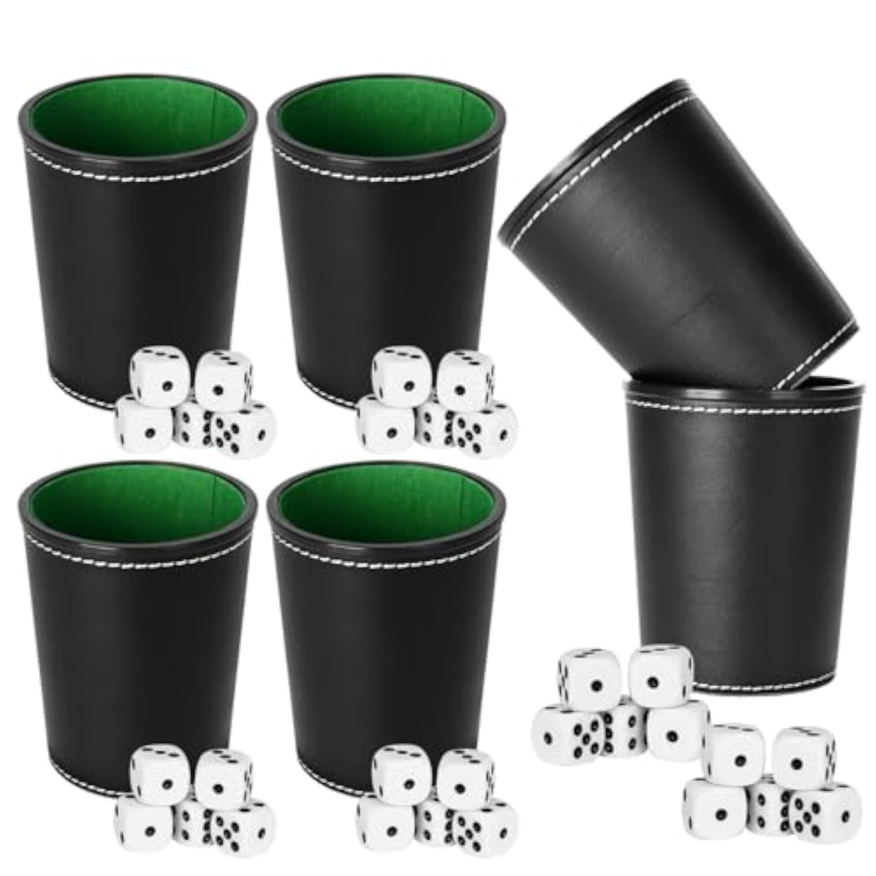6 Piezas Juego de Tazas de Dados de Cuero con 36 Dados para Juegos de Mesa,Juegos de Fiesta y Reuniones Familiares