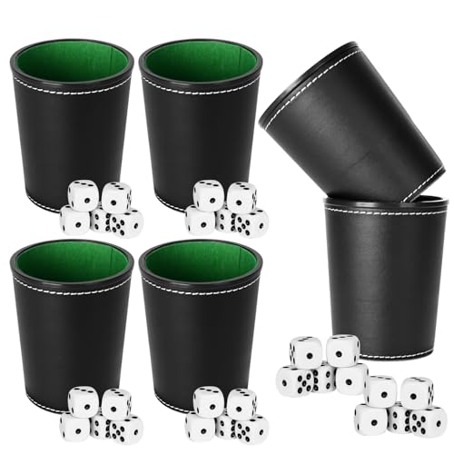 6 Piezas Juego de Tazas de Dados de Cuero con 36 Dados para Juegos de Mesa,Juegos de Fiesta y Reuniones Familiares