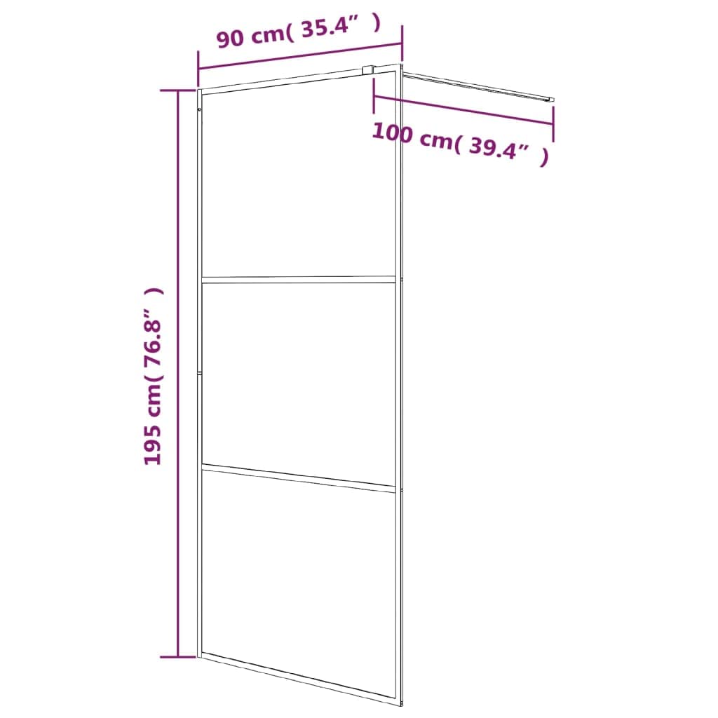 Mampara de ducha de cristal templado mate 90 x 195 cm, perfil de aluminio ajustable, protección contra salpicaduras con barra de apoyo, divisor para baño, nicho y ducha