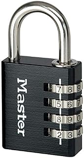 Master Lock 7640EURDBLKCC Combination Padlock in Aluminium, Black, 4 x 7.8 x 1.5 cm