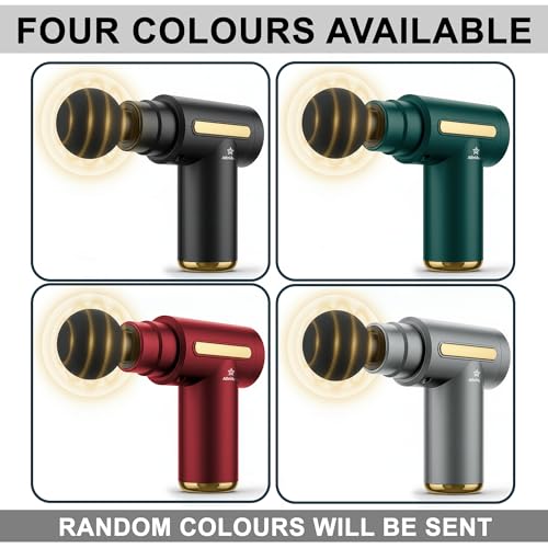 Image of Athri Aura Electric Handheld Massage Gun | Pain Relief & Muscle Recovery | Deep Tissue Body Massager with 4 Heads | Full Body Relaxation Tool | Multi Color | Pack of 1