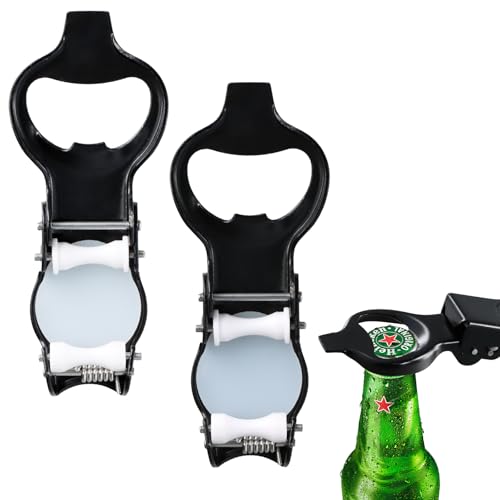 Anseom 2 Pezzi Apribottiglie Birra Pieghevole, 2 in 1 Apribottiglies e Sigillatore in Acciaio Inox Apribottiglie Multifunzione con Tappo Bottiglia Apribottiglies Portatile per Campeggio (Nero)