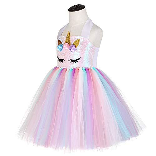Unicorn Costume For Girls Dress Up Clothes For Little Girls Rainbow Unicorn Tutu With Headband Birthday Gift (1-2T, Sequin Unicorn) #TOP4