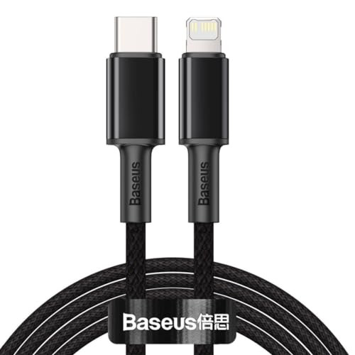Baseus Cavo di alimentazione e dati PD intrecciato ad alta densità da 20 W, 1 m, cavo di alimentazione e dati durevole (480 Mbps) per Apple iPhone 14 Pro Max, 13, 12, 11, XS, XR, X, 8 Plus, 7, 6s e