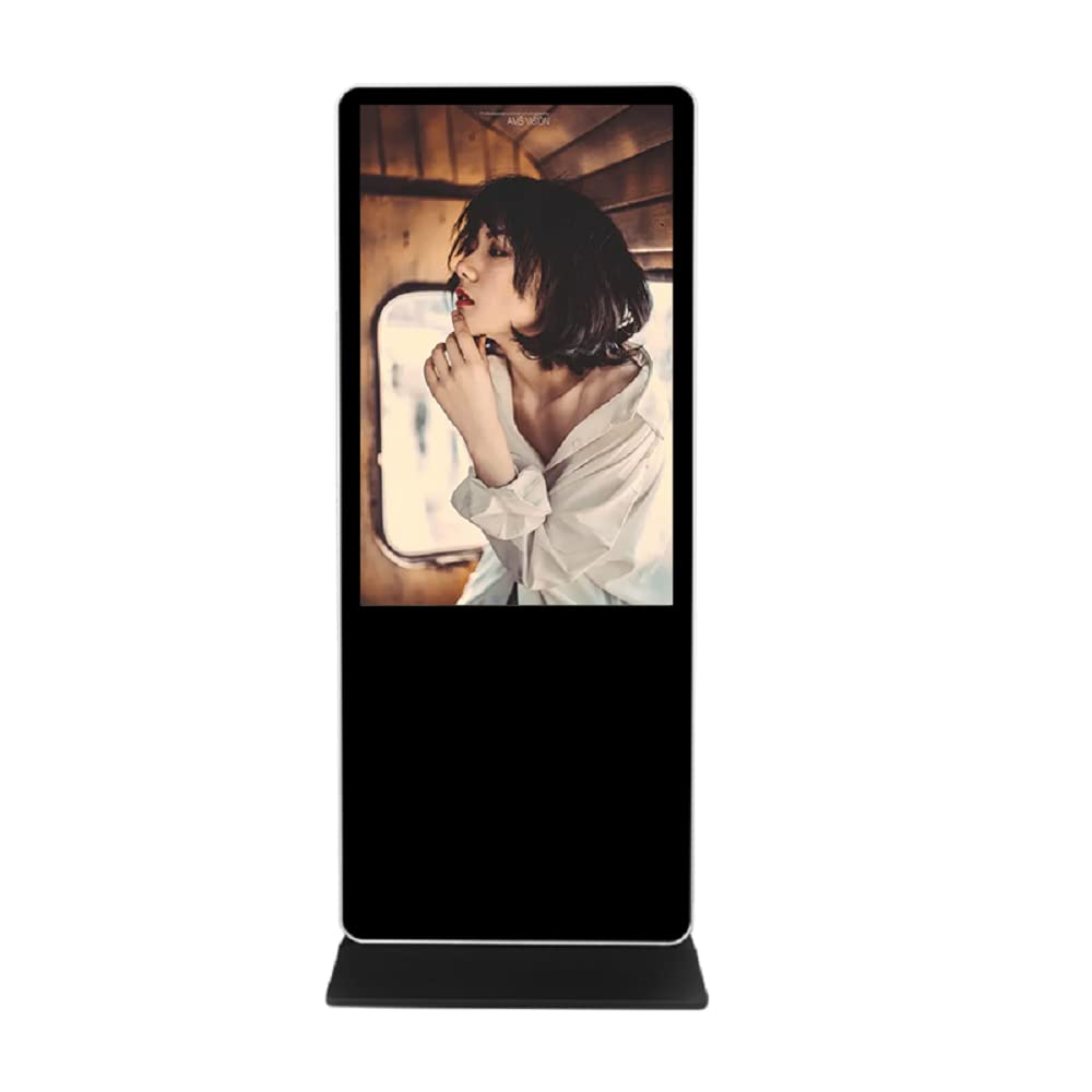 Generic Slim Portable Floor Stand Player Full HD Advertising Screen Vertical Display Outdoor Standing LCD Digital Signage for Advertisement (43in, Black)