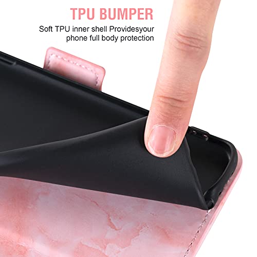 Asuwish Compatible With Samsung Galaxy A10 Case And Tempered Glass Screen Protector Cell Card Holder Slot Kickstand Flip Marble Wallet Phone Covers For Glaxay A 10 Gaxaly 10A Sm A105M 6.2 Inch Pink #TOP5