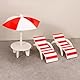 KARLOR Miniatur Strand Deko,2 Liegestuhl +1 Strandschirm Tisch, Mini Strandkorb Sonnenschirm Strand-Mikrolandschaft Dekoration Zubehör Miniatur Möbel Miniliegestuhl Accessoires für Sandkasten Garten