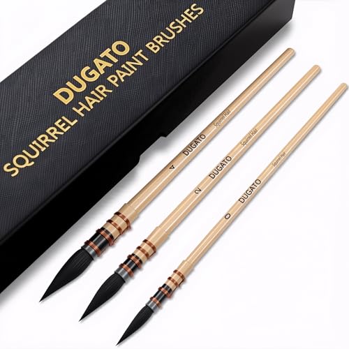 DUGATO 3-Piece Real Squirrel Hair Watercolor Brushes