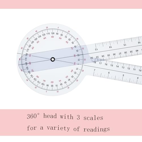 Goniômetro 30.5 cm 360° Transferidor Claro Fisioterapia, para Medição de Alcance Médico de Movimento
