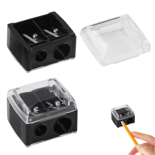 2 Piezas Sacapuntas, JINSIHU Sacapuntas Doble, Sacapuntas Cosmético Profesional Doble Agujero, Sacapuntas Para Maquillaje de Ojos para Lápices, Delineador, Lápiz Labial, Lápiz Cejas